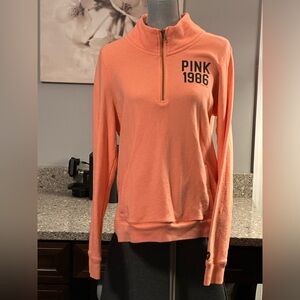 PINK Victoria’s Secret VS 1/4 Zip Up Peach Pullover Sweatshirt size large